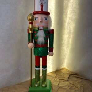 Peppermint-Themed Nutcracker in Green & Red