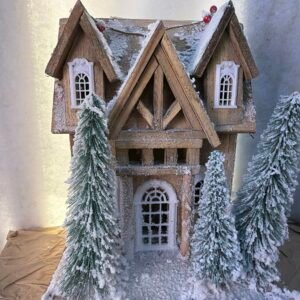 Rustic Wooden Snow House Christmas Decoration