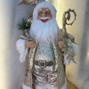 Premium Shimmering Gold Santa Claus Figurine –