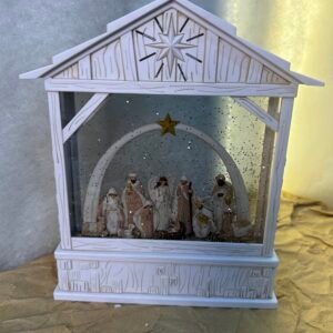 White LED Nativity Scene Snow Globe
