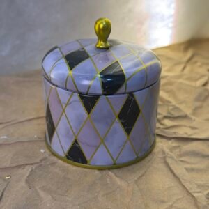 Decorative Storage Jar – Purple & Gold Diamond Pattern