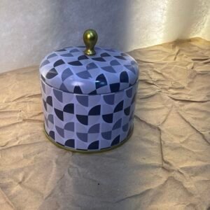 Blue Decorative Jar with Geometric Pattern