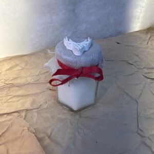 Rustic White Jar Candle with Decorative Top