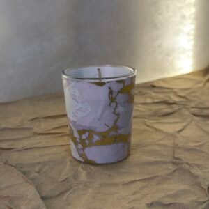 Purple & Gold Marble Glass Candle