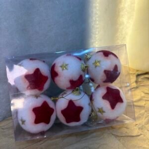 Star Pattern Christmas Fuzzy Ornaments – Set of 6
