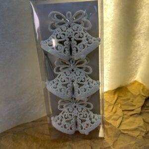 White Glitter Christmas Bells – 3 Pieces
