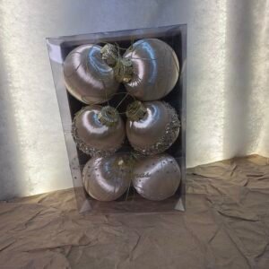 Light Gold Christmas Balls – 6 Pieces