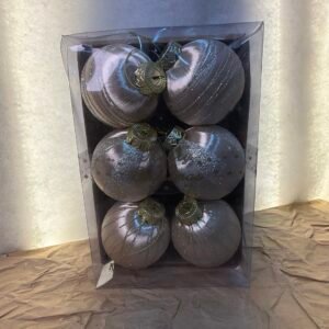 Silver Christmas Tree Baubles – Set of 6