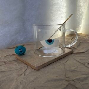 Monsters Inc Glass Cup with Wooden Base & Spoon
