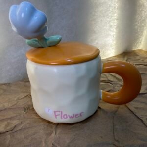 Flower-Themed Ceramic Mug with Decorative Lid