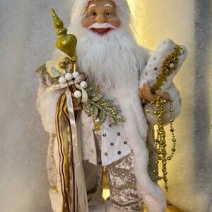 Luxurious White & Gold Santa Claus Figurine