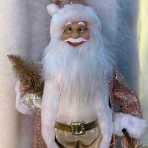 Elegant Rose-Gold Santa Claus Figurine