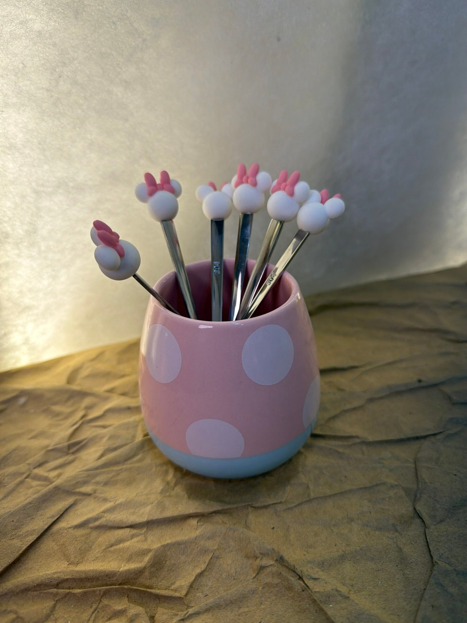 Minnie Bow Mini Forks Set with Holder