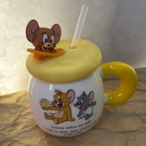 Tom & Jerry Mug with Lid & Straw (Jerry Design)