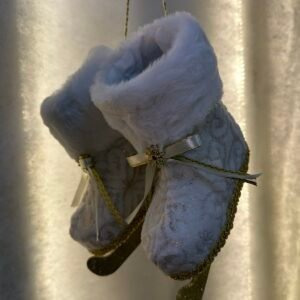 Hanging White & Gold Ice Skates Ornament