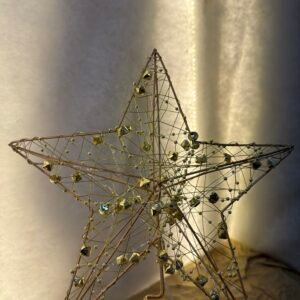 Gold Wire Star with Beads Tree Topper