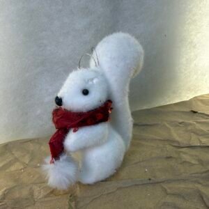 White Furry Squirrel Ornament