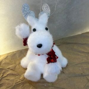 White Reindeer with Glitter Antlers