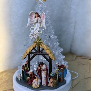LED Crystal Christmas Tree with Nativity Scene Figurine
