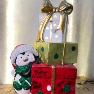 Penguin with Stacked Christmas Gifts Decoration
