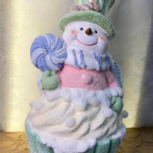 Cupcake Snowman Figurine