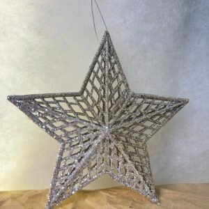 Glittered Silver Star Hanging Ornament