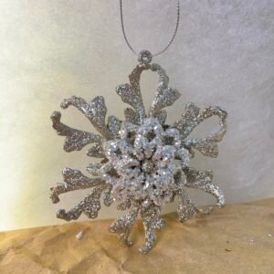 Silver Glitter Snowflake Ornament
