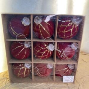 Luxury Burgundy Velvet Christmas Ornaments – Set of 9
