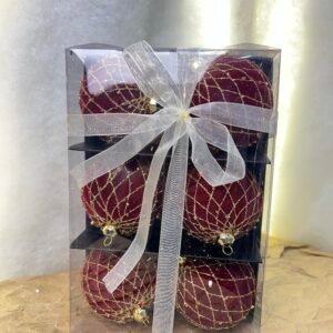 Elegant Burgundy Christmas Ornaments Set – 6 Decorative Baubles
