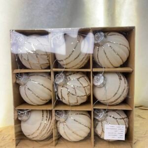 Cream & Gold Christmas Ornament Set – 9 Decorative Baubles