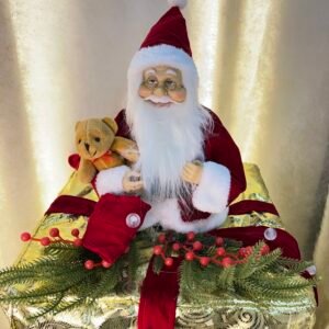 Santa Claus on a Golden Christmas Gift