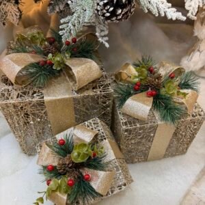 Gold Glitter Holiday Gift Box Set