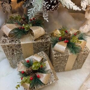 Gold Glitter Holiday Gift Box Set