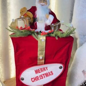Santa in Red Christmas Gift Box – Festive Decor