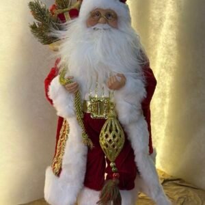 Classic Red & Gold Santa Figurine – Holiday Glow