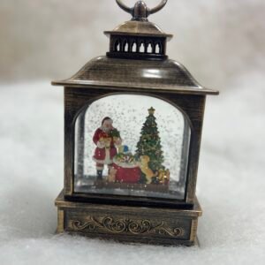 Santa & Puppies Lantern – Holiday Snow Globe