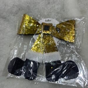 Santa Outfit Bow – Gold Sequin
