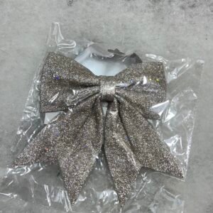 Thick Silver Glitter Layered Bow