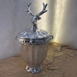 Silver Reindeer Decorative Jar
