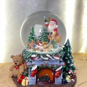 Large Santa Christmas Snow Globe – Fireplace Scene