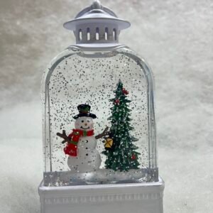 Snowman Glitter Lantern – White Design