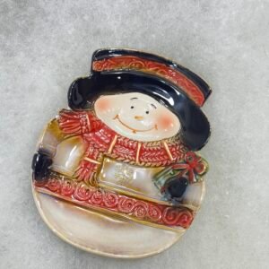 Snowman Ceramic Plate – Holiday Serving Dish