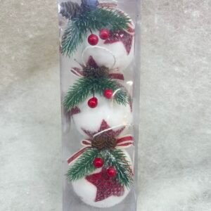 White Rustic Christmas Ornaments (Set of 3)