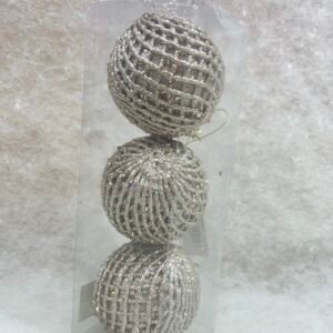 Silver Mesh Glitter Ornament Trio