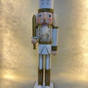 White & Gold Sword Nutcracker