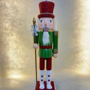 Green & Red Nutcracker with Snowman Top Hat