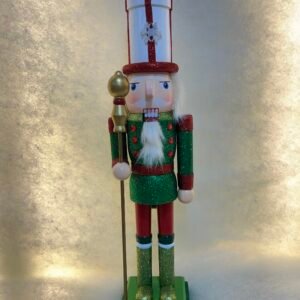 Peppermint-Themed Nutcracker in Green & Red