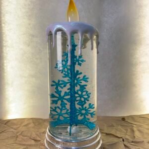 Blue Snowflake Glitter Candle