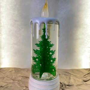Green Christmas Tree Glitter Candle
