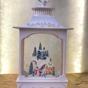 Large White Winter Village Lantern